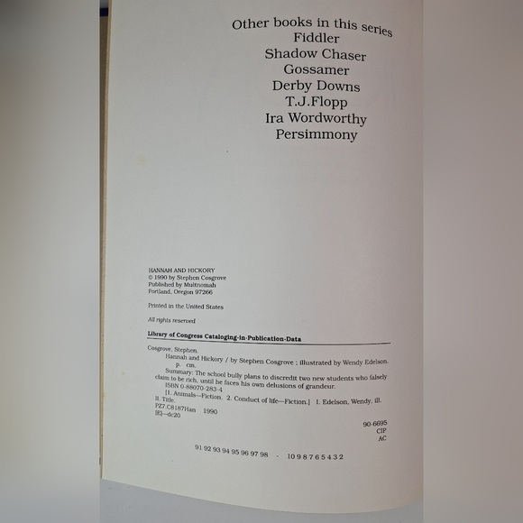 1990 Hannah and Hickory: The Value of Honesty" is a juvenile fiction book from S - Picture 3 of 4